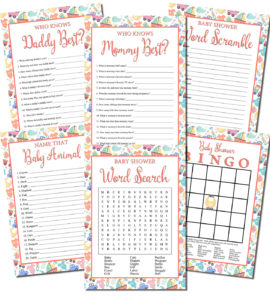 Printable Baby Items Shower Games Set