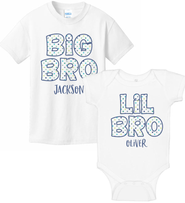 Big Bro & Lil Bro Bodysuit & T-Shirt Set - Polka Dot
