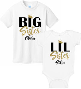 Big Sister & Lil Sister Princess Onesie & T-Shirt Set