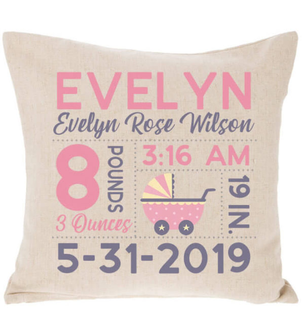 Birth Announcement Pillow - Baby Carriage