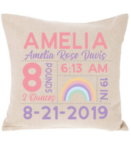 Birth Announcement Pillow - Rainbow
