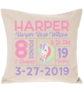 Birth Announcement Pillow - Unicorn