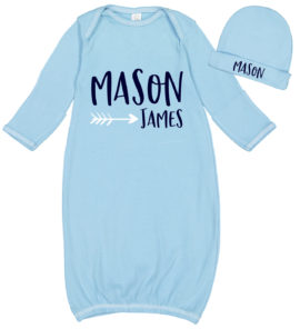 Baby Boy Layette & Hat Set with Name & Arrow