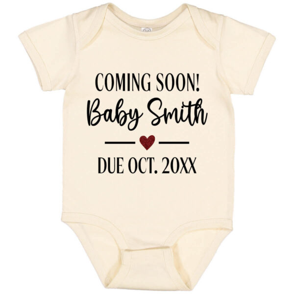 "Coming Soon" Onesie with Name & Due Date