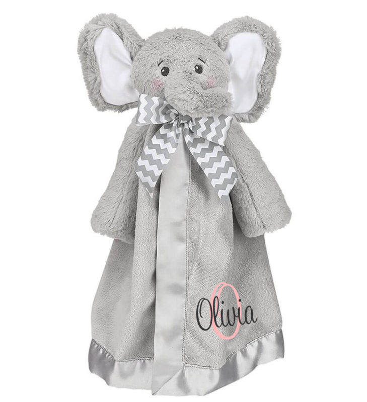 Elephant Snuggle Blanket with Name & Initial Personalized Babies