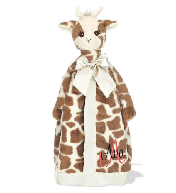 Giraffe Snuggle Blanket with Name & Initial