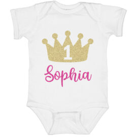 1st Birthday Girl Onesie with Crown
