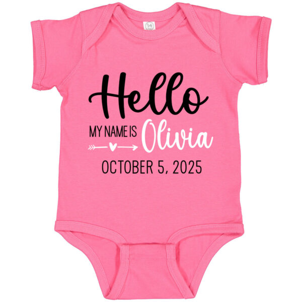"Hello My Name Is" Onesie with Date
