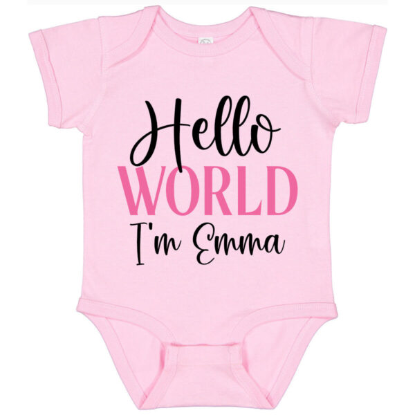 "Hello World" Birth Announcement Onesie - Girl