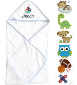 Hooded Baby Boy Towel with Name & Design