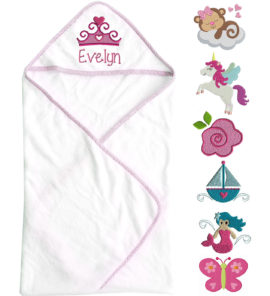 Hooded Baby Girl Towel with Name & Design