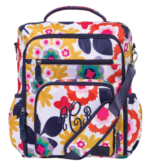 Monogrammed Backpack Diaper Bag - Colorful Floral