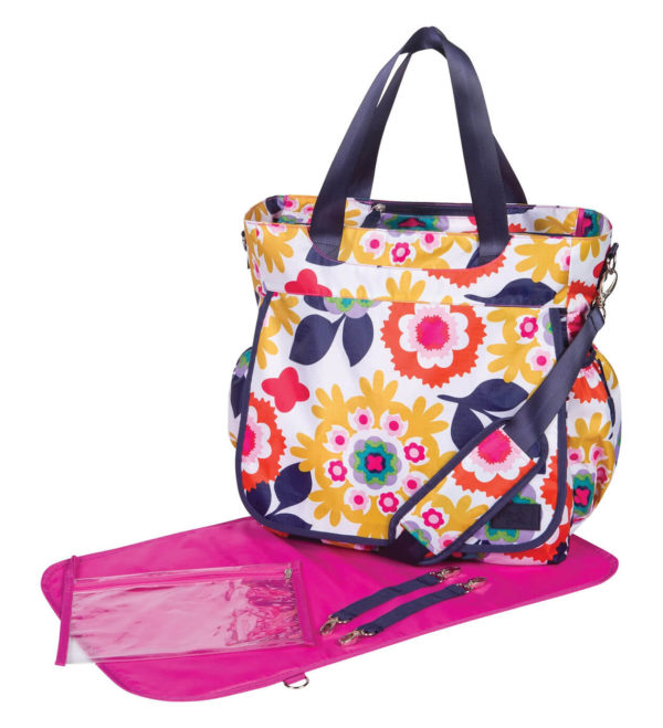 Monogrammed Diaper Bag Tote - Colorful Floral | Personalized Babies