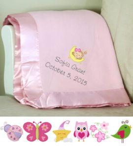 Pink Plush Baby Blanket with Name & Birthday