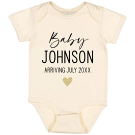 Custom Baby Announcement Bodysuit with Name & Due Date